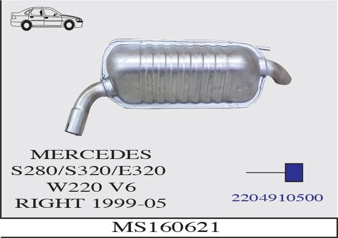 Mercedes S280/S320/E320 W220 V6 Baskılı Arka Borulu Susturucu Sağ 1999-05