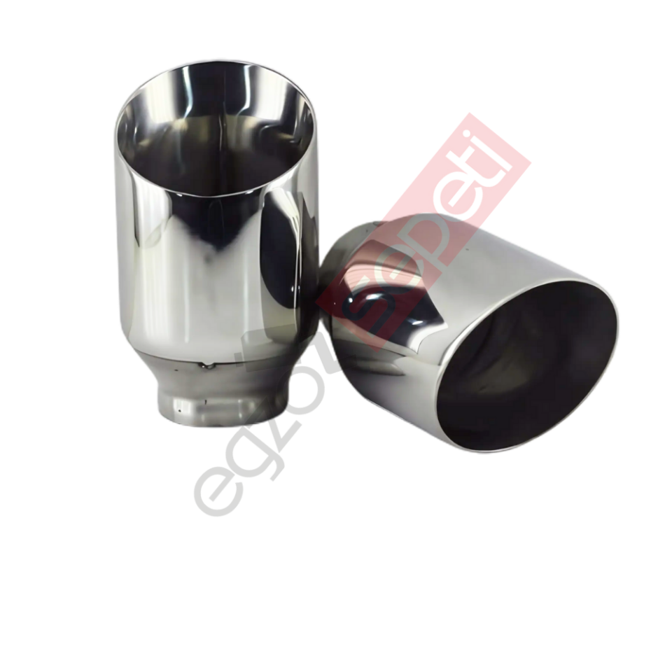 Krom Egzoz Ucu Sağ Ve Sol Takım 304 Kalite Yuvarlak Çap Ölçüsü 76X120 mm