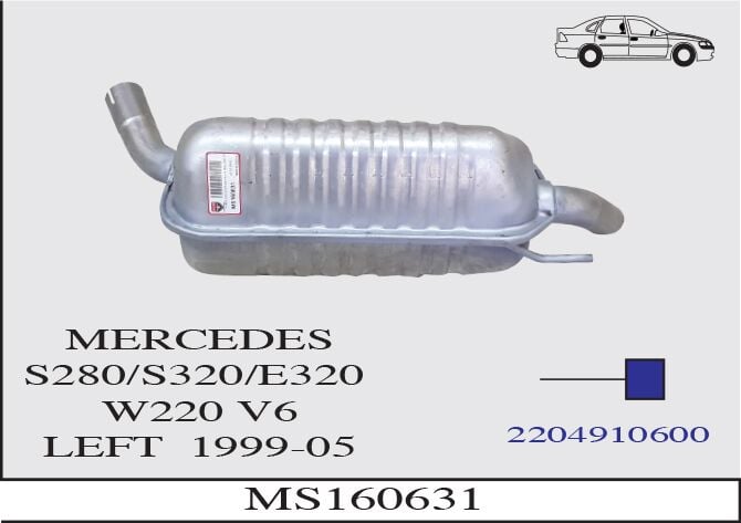 Ms160631 S280/S320/E320 W220 V6 Arka Borulu Susturucu Sol 1999-05