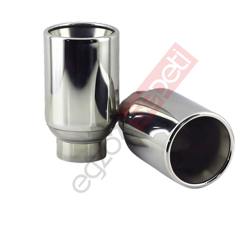 Krom Egzoz Ucu Sağ Ve Sol Takım 304 Kalite Yuvarlak Çap Ölçüsü 76X120 mm