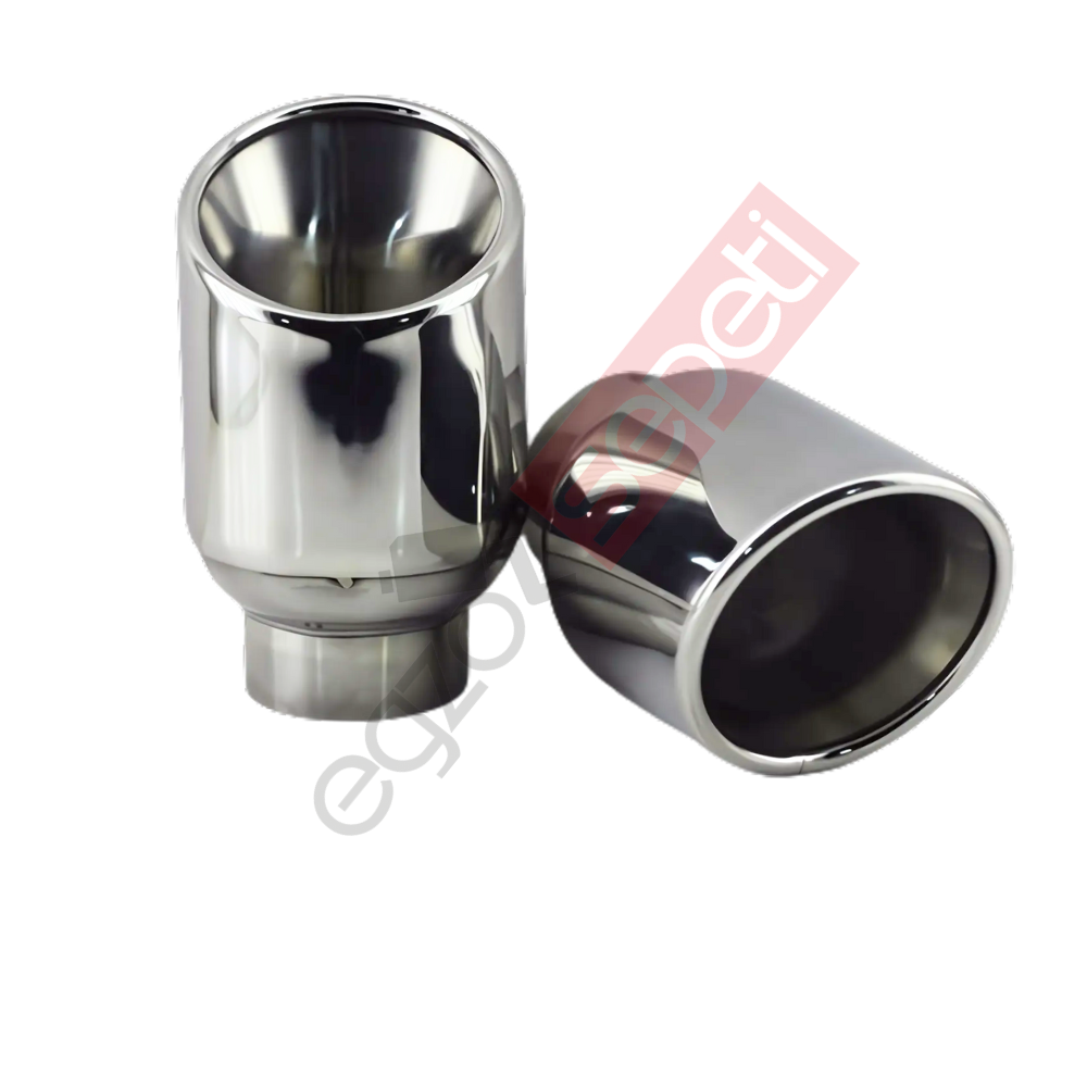 Krom Egzoz Ucu Sağ Ve Sol Takım 304 Kalite Yuvarlak Çap Ölçüsü 76X120 mm