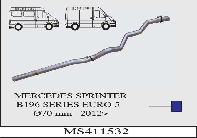 Mercedes Sprinter/B196 Çıkış Borusu Eu-5 Ø70 Mm 2012>…