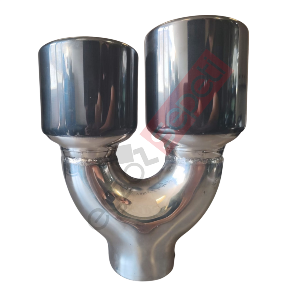 Krom Füme Egzoz Ucu Sağ Oval Çap Ölçüsü 90X120 MM