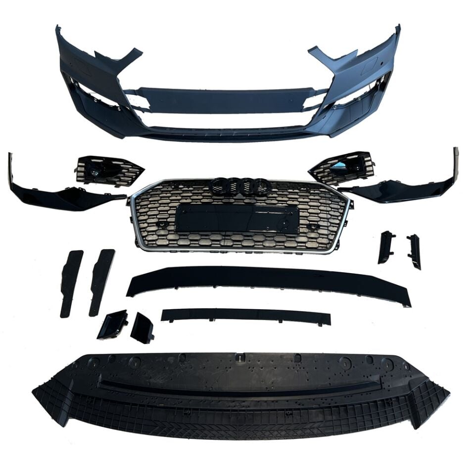 A4 ÖN TAMPON SETİ RS 2016-2019 MAT GRİ/SİYAH PANJUR