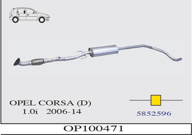 Opel Corsa (D) 1.0İ Orta Susturucu Borulu. Spr. 2006-14
