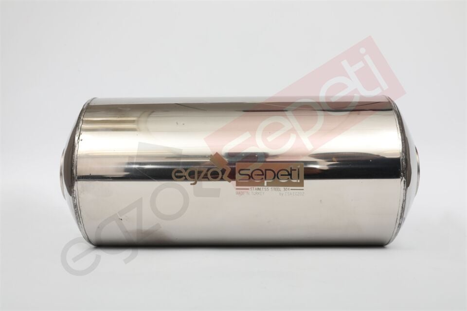 Özel Üretim Rezonatör 60 Çap 304 Krom, Elyaflı Spor Susturucu 25 CM