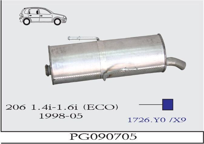 Peugeot 206 1.4/1.6İ Arka Susturucu Eko 1998-05