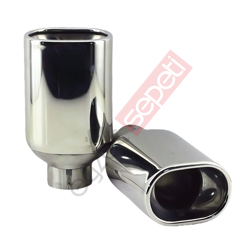 Krom Egzoz Ucu 304 Kalite Sağ Ve Sol Takım Dikdörtgen Çap Ölçüsü 60X90MM