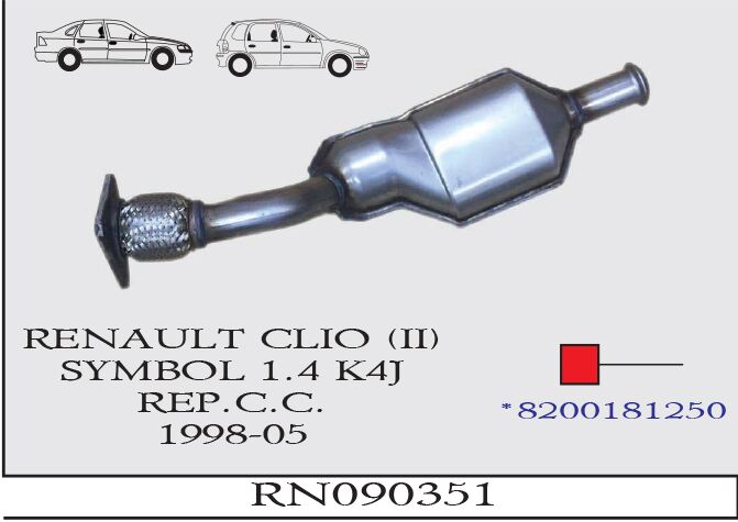Renault Clio 2 1.4 16V K4J Susturucu.Kataliktik Konvertör Yerine Spirelli Baskılı 1998-05