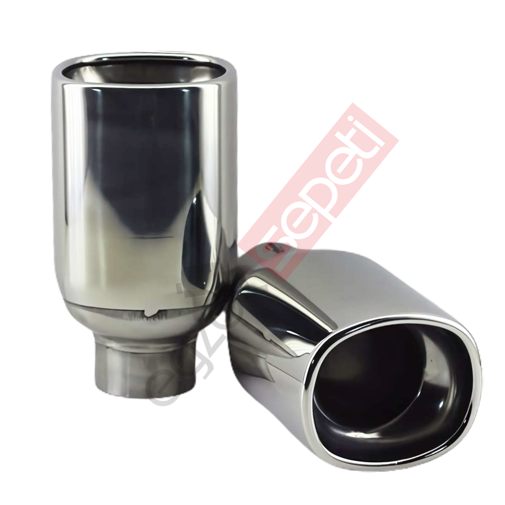 Krom Egzoz Ucu 304 Kalite Sağ Ve Sol Takım Dikdörtgen Çap Ölçüsü 80X90mm
