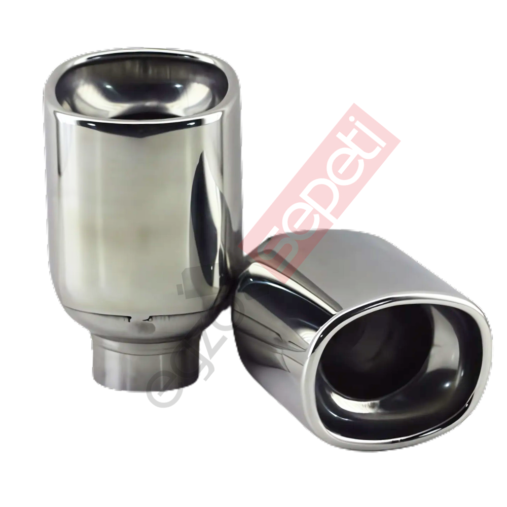 Krom Egzoz Ucu 304 Kalite Sağ Ve Sol Takım Dikdörtgen Çap Ölçüsü 80X90mm