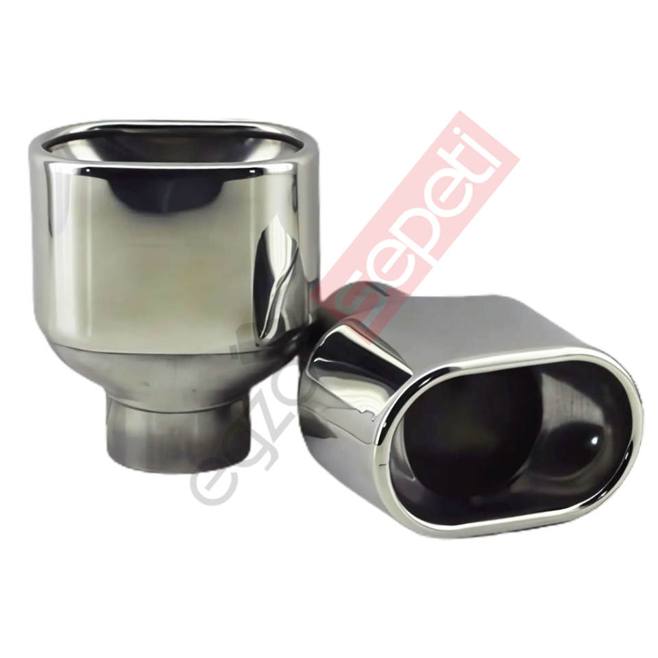 Krom Egzoz Ucu 304 Kalite Sağ Ve Sol Takım Dikdörtgen Çap Ölçüsü 65x100mm