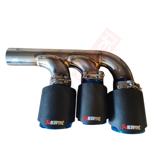 Honda civic typer 3'lü egzoz yapma borusu krom 304 ve akrapoviç ital egzoz uçları