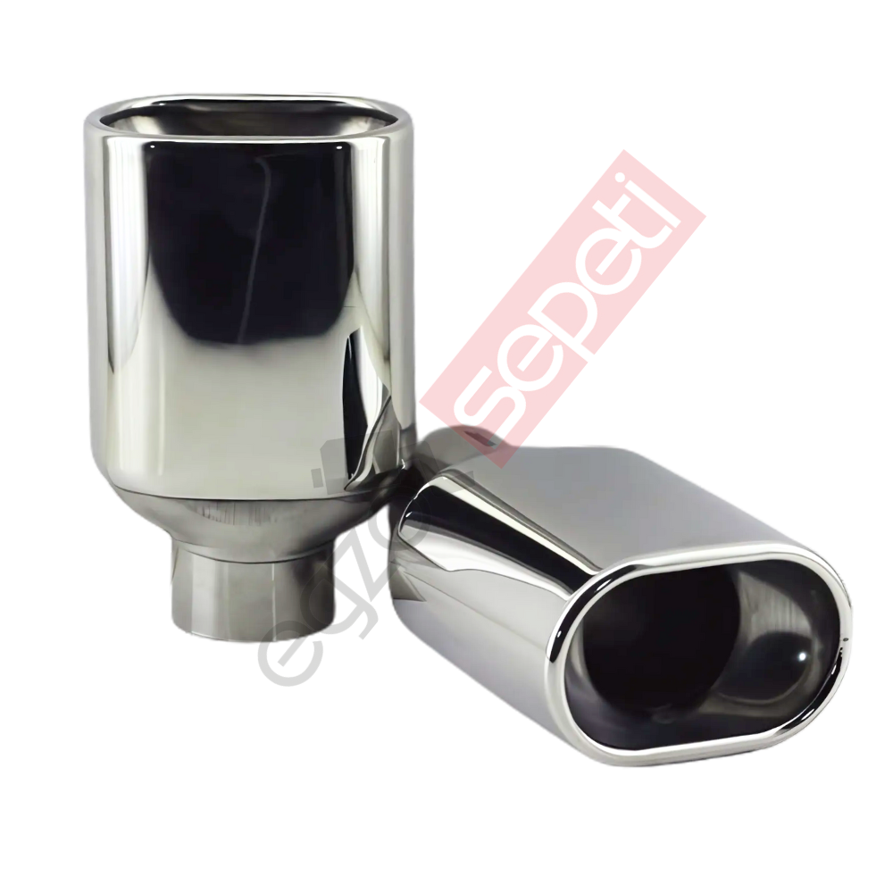 Krom Egzoz Ucu 304 Kalite Sağ ve Sol Takım Dikdörtgen Çap Ölçüsü  65x100mm