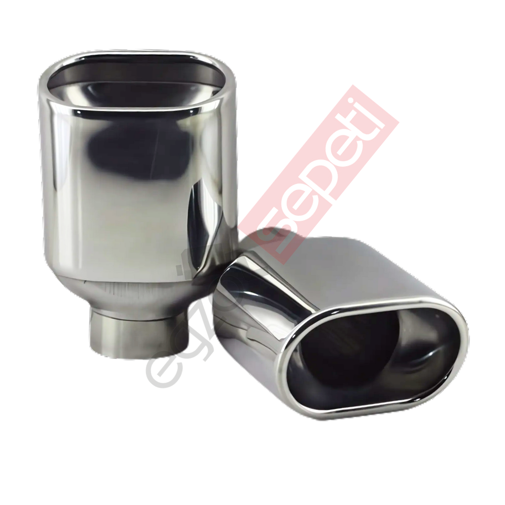 Krom Egzoz Ucu 304 Kalite Sağ Ve Sol Takım Dikdörtgen Çap Ölçüsü 65x100mm