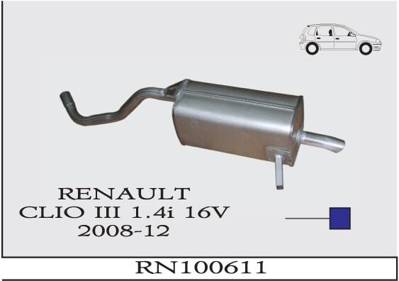 Renault Clio 3 1.4İ 16V Benzinli Arka Borulu Susturucu 2008-12