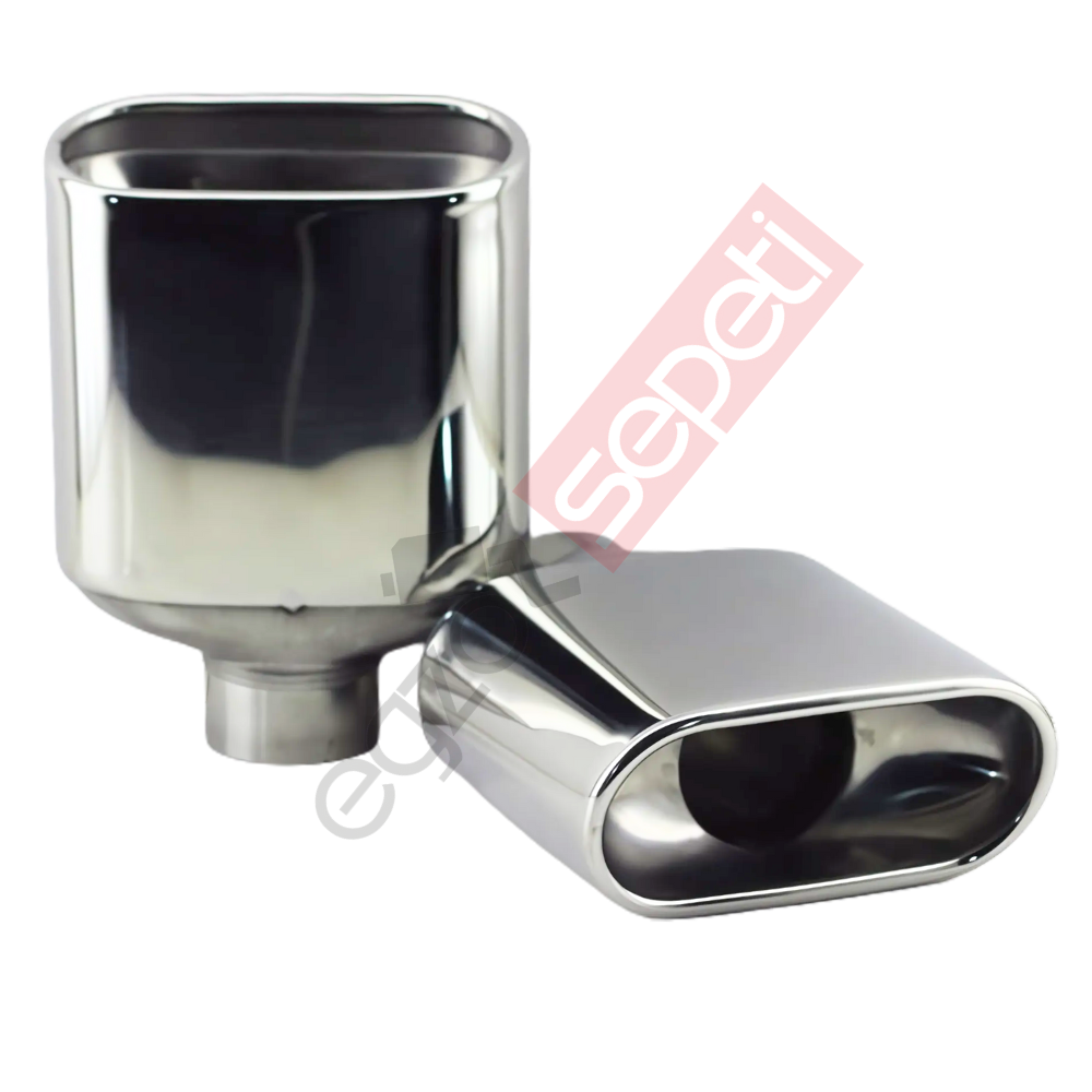 Krom Egzoz Ucu 304 Kalite Sağ Ve Sol Takım Dikdörtgen Çap Ölçüsü 65x140mm