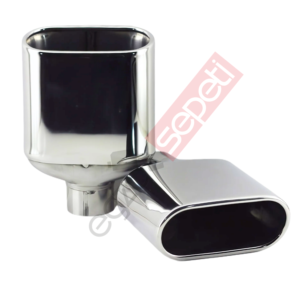 Krom Egzoz Ucu 304 Kalite Sağ Ve Sol Takım Dikdörtgen Çap Ölçüsü 65x140mm
