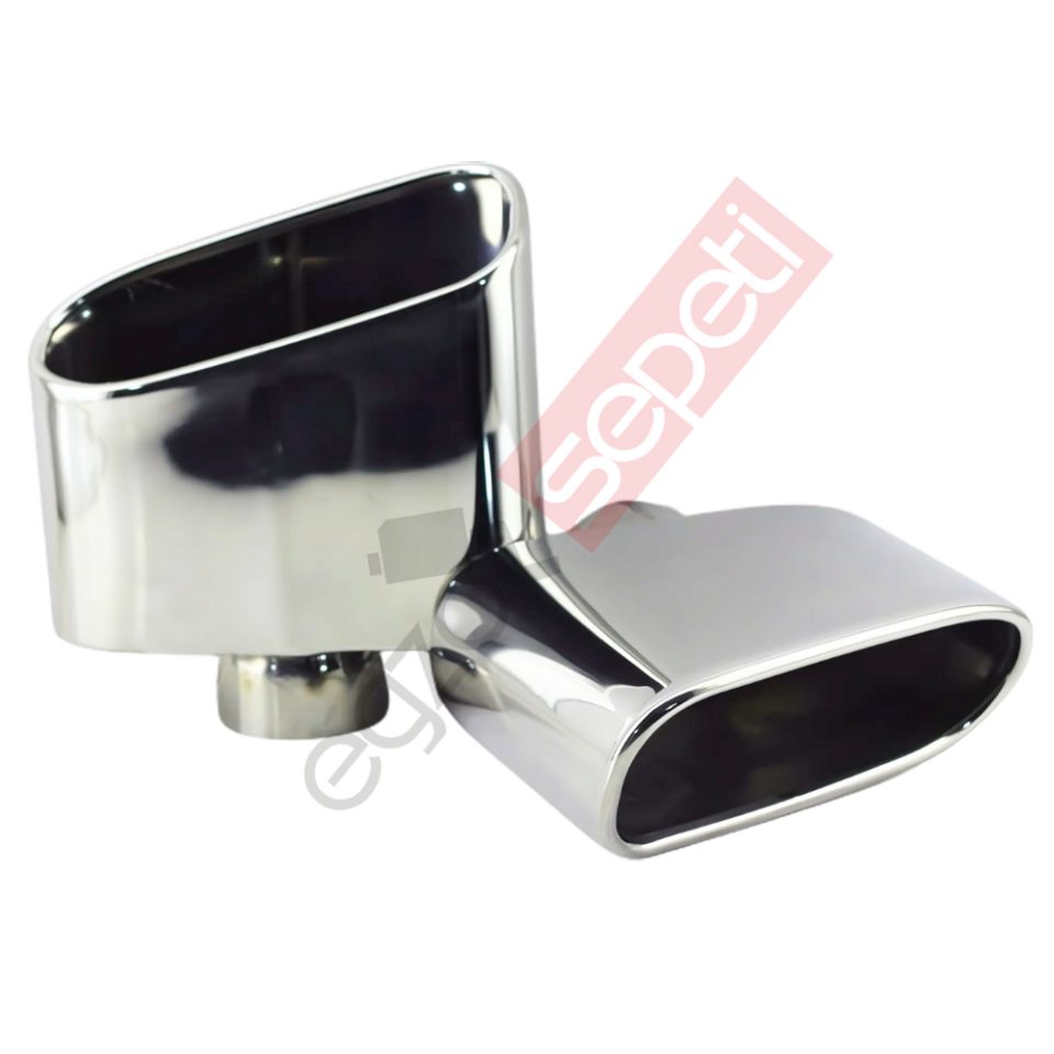 Krom Egzoz Ucu 304 Kalite Sağ Ve Sol Takım Dikdörtgen Çap Ölçüsü 75x175mm