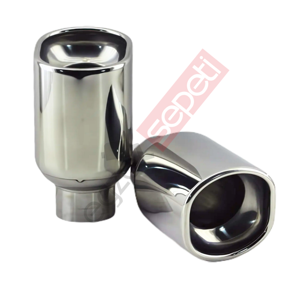Krom Egzoz Ucu 304 Kalite Sağ ve Sol Takım Dikdörtgen Çap Ölçüsü 85x85mm