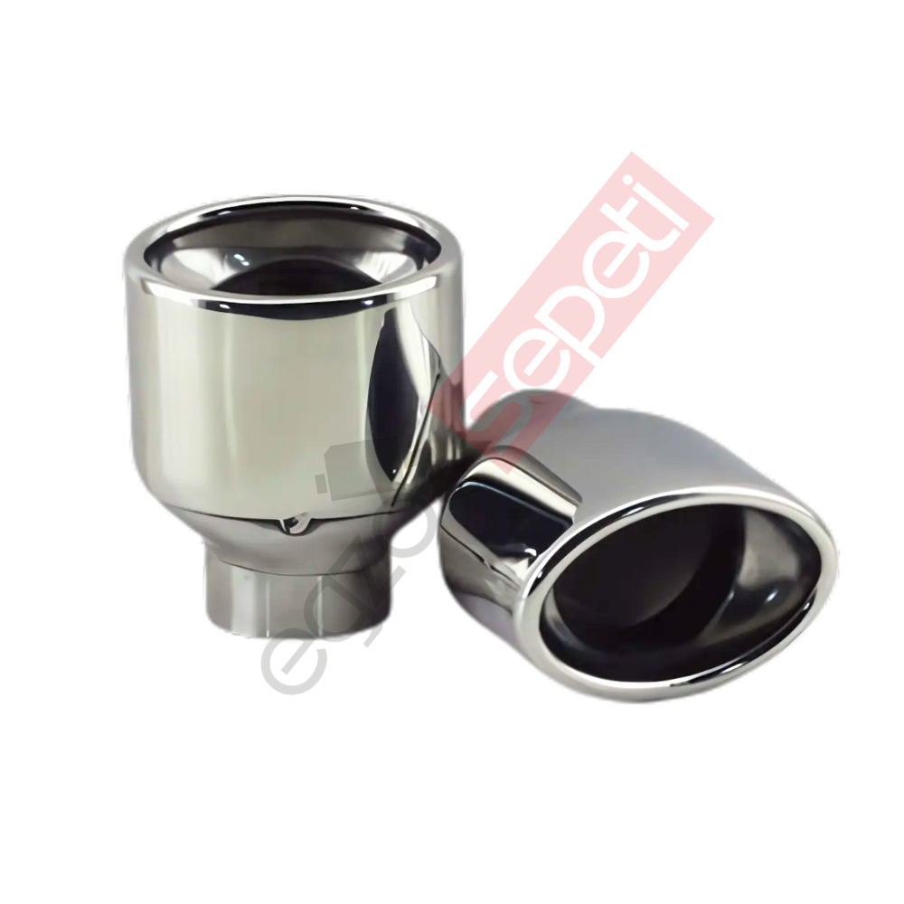 Krom Egzoz Ucu Sağ Ve Sol Takım 304 Kalite Oval Çap Ölçüsü 55x80 mm