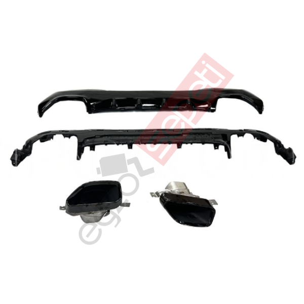 BMW G22 DİFÜZÖR + SİYAH EGSOZ SETİ BRAKETLİ