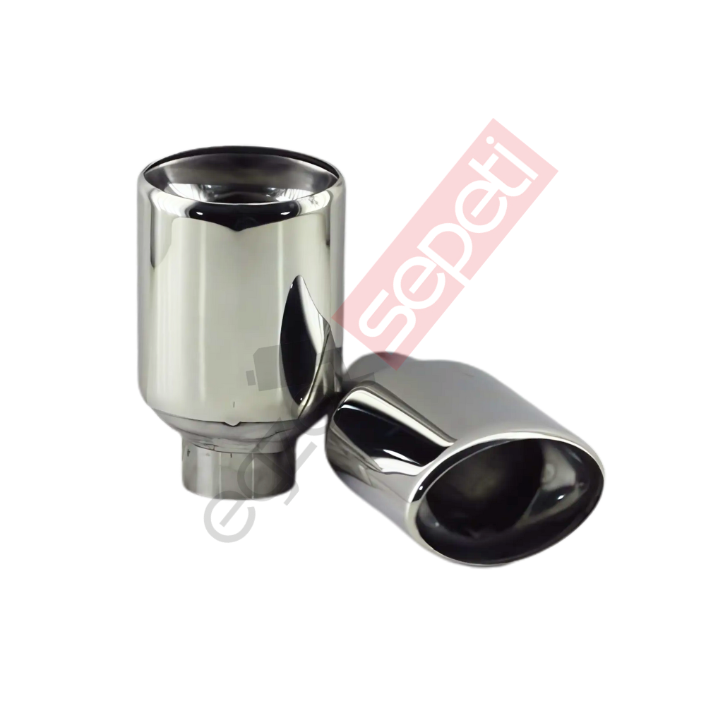 Krom Egzoz Ucu Sağ Ve Sol Takım 304 Kalite Oval Çap Ölçüsü 55x80 mm