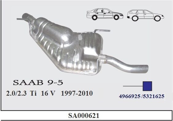 Saab 9-5 2.0/2.3 Ti 16V Baskılı Arka Borulu Susturucu 1997-10