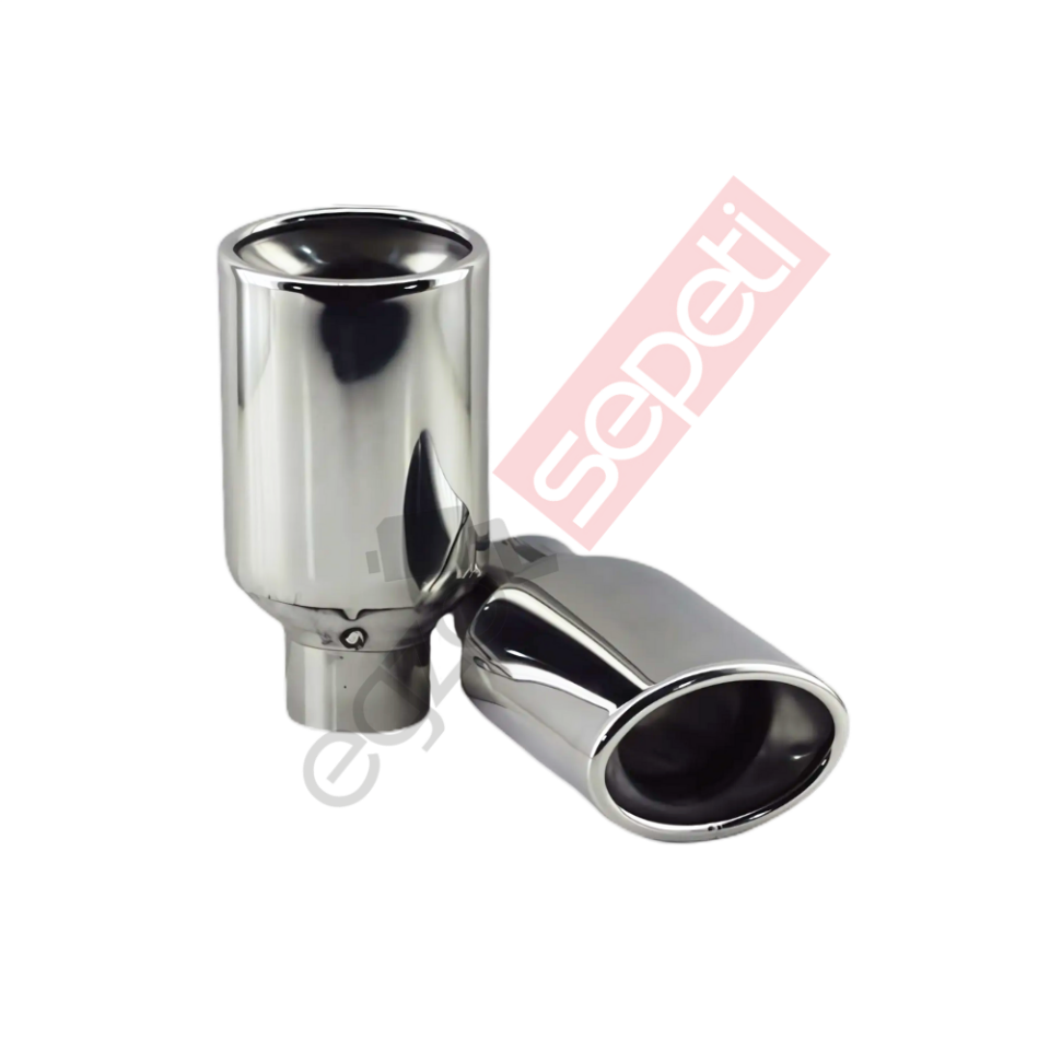 Krom Egzoz Ucu Sağ Ve Sol Takım 304 Kalite Oval Çap Ölçüsü 55x80 mm
