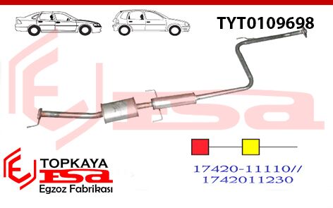 Totoya Coralla 1.3 12V Ön Ve Orta Susturucu Borulu 1989 > 1992