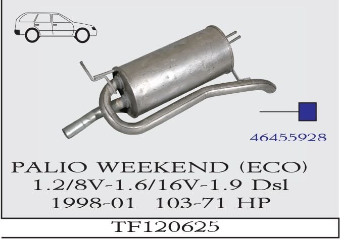 Fiat Palio Weekend 1.2/1.4 Arka Borulu Susturucu Eko 1998>…