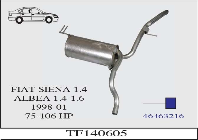 Fiat Siena 1.4/1.6 Arka Borulu Susturucu 1998-01