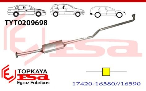 Toyota Coralla Orta Susturucu Borulu 1.3 / 1.6 Glı 1992 > 1998