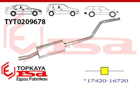 Toyota Coralla Terra Orta Susturucu Borulu 1.3 / 1.6 İ 1998 > ...