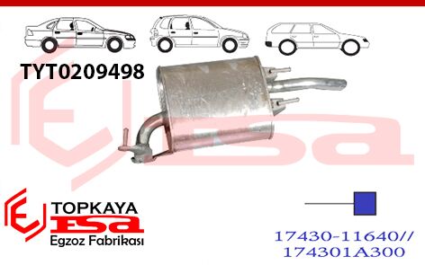 Toyota Coralla Arka Susturucu Borulu 1.3 / 1.6 Glı 1992 > 1998