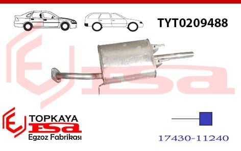 Toyota Coralla Arka Susturucu Borulu 1.3 / 1.6 1987 > 1992