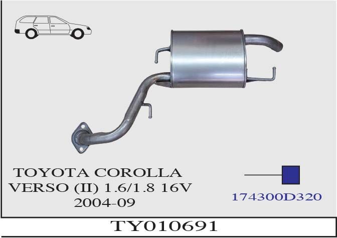 Toyota Verso 2 Sw 1.6/1.8 16V Arka Borulu Susturucu 2004-09