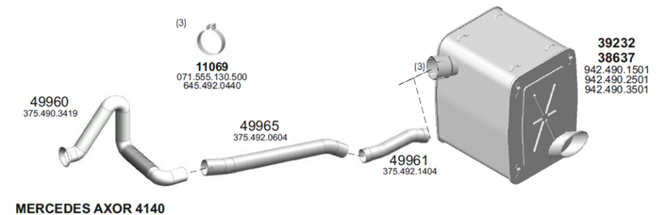 Mercedes Axor Arka Egzoz 2531 - 2535 L 2002 > 2008