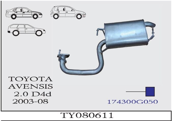 Toyota Avensis 2.0 D4D 16V  Arka Borulu Susuturucu 2003-08