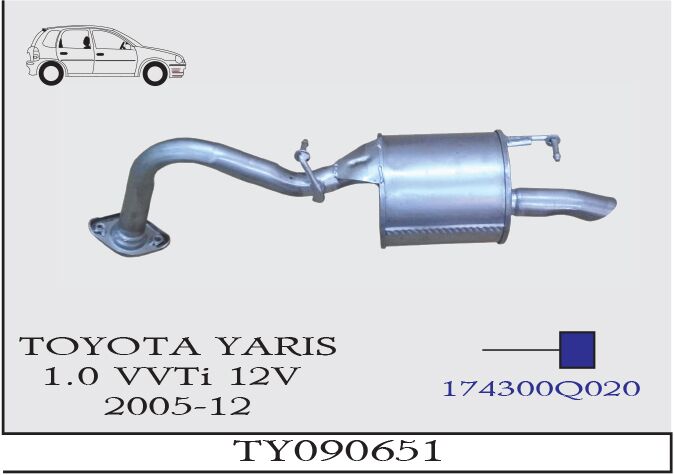 Toyota Yaris 1.3 Vvt-i 12V Arka Borulu Susturucu 2005-12