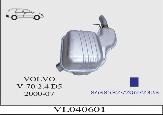 Volvo V70 2.4 D5 Benzin / Dizel  Arka Susturucu Baskılı 2000-07