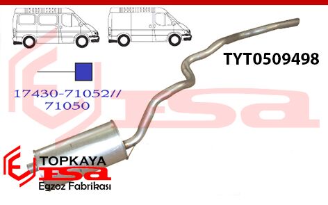 Toyota Hi-Ace Minibüs Arka Susturucu Borulu 2.2 / 2.4D 1982 > 1989