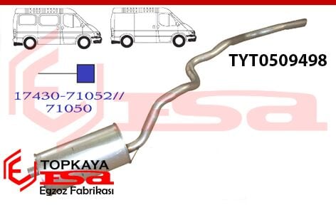 Toyota Hi-Ace Minibüs Arka Susturucu Borulu 2.2 / 2.4D 1982 > 1989