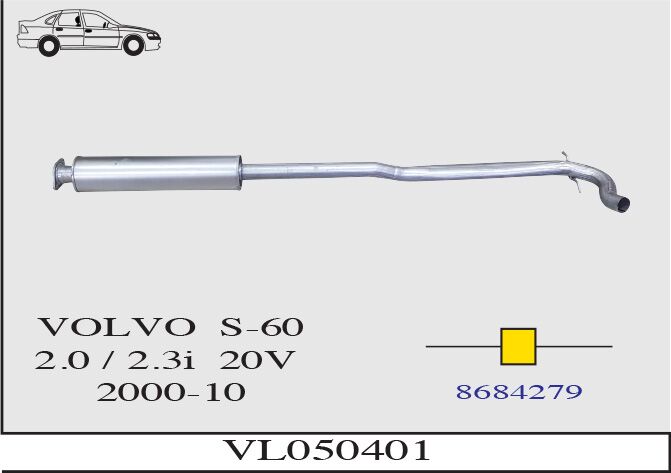 Volvo S60 2.0/2.3İ 20V 200/210/260Hp Orta Borulu Susturucu 2000-10