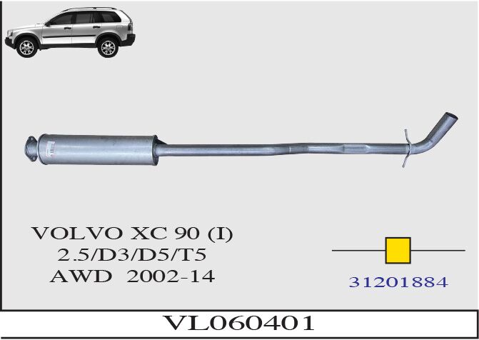 Volvo Xc90 1 2.5 D3/D5/T6 Awd Orta Borulu Sustrucu 2002-14