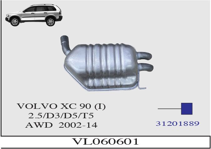 Volvo Xc90 1 2.5 D3/D5/T6 Awd Arka Borulu Susturucu 2002-14