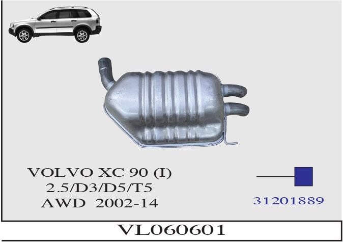 Volvo Xc90 1 2.5 D3/D5/T6 Awd Arka Borulu Susturucu 2002-14