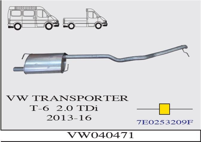 Volkswagen Transporter/T6 Uzun Şasi 2.0 Tdi Orta Borulu Susturucu 2013-16