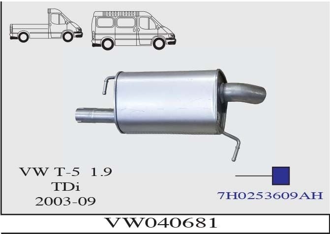 Volkswagen Transporter/T5 1.9 Tdi Arka Borulu Susturucu 2003-09