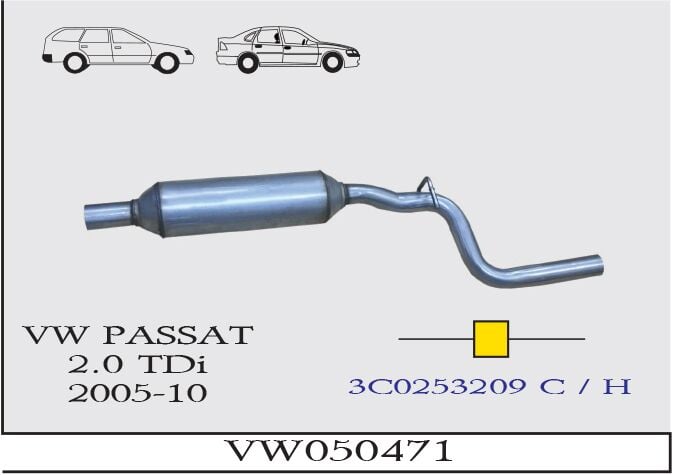 Volkswagen Passat 2.0 Tdi Orta Borulu Susturucu 2005-10